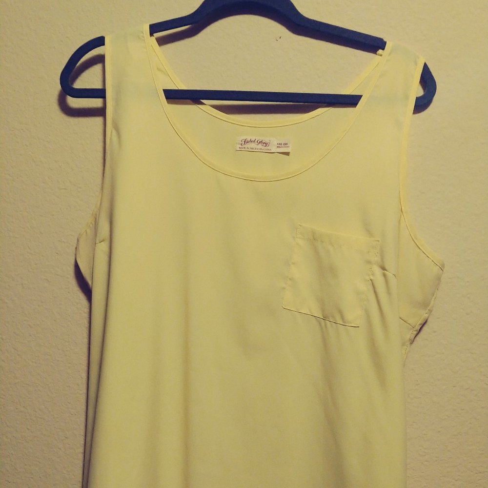 Light Yellow Sleeveless Blouse with Pocket